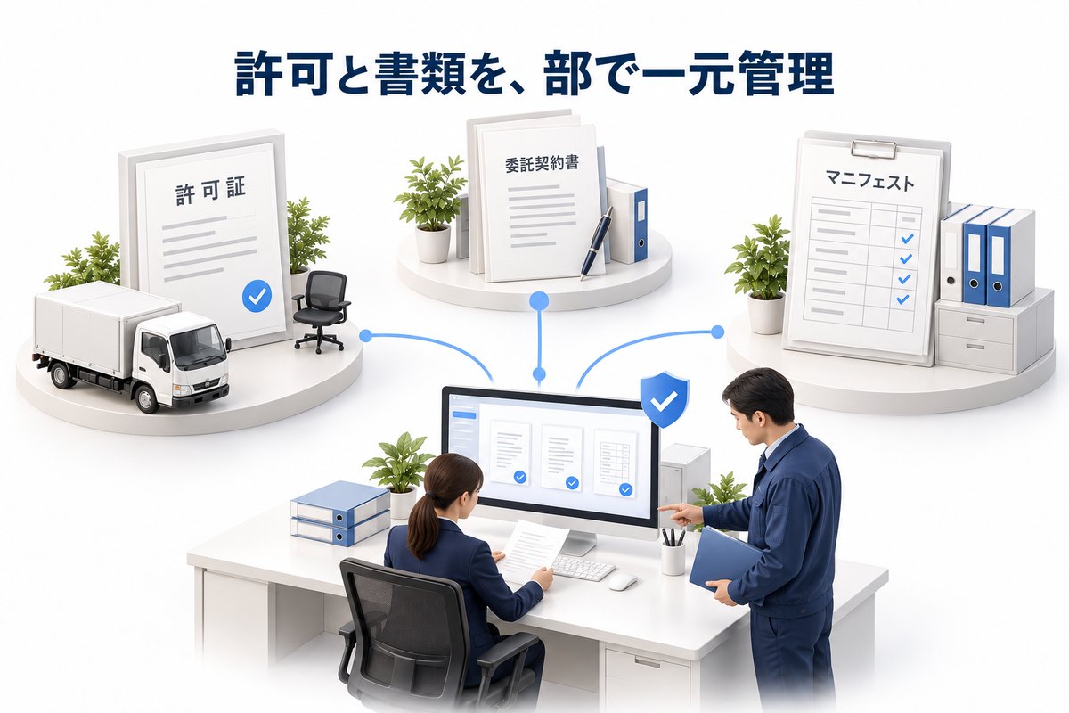 許可と書類を、部で一元管理